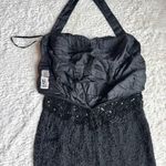 Vintage Nite Line Silk Halter Evening Gown Dress S Black Beaded Sequin Art Deco Photo 4