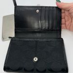 Coach  Signature C Monogram Black Canvas Patent Leather Tri Fold Wallet Photo 2