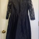 Rickie Freeman Teri jon black dress size 6 lace sleeves silk dress Photo 1