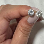 14k solid gold round cut moissanite studs Photo 0
