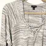 Torrid Plus Size 3X Grey Super Soft V Neck Strappy Lace Up Hooded Sweatshirt Photo 2