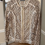 Bagatelle Collection Nude Lace Zip Jacket Women’s Small Elegant Sheer Chic Photo 0