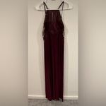 Blondie Nites  Gold Beaded Lace Illusion Sheath Gown – Burgundy Prom Dress Size 7 Photo 7