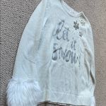 Holiday Time White Sweater with Faux Fur Photo 2