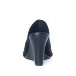 Lauren Lorraine Martha Black Wedge Heels Womens 6.5 Peep Toe Slip On Mule Photo 2