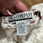 American Vintage Vintage White Crochet Cardigan with Red and Black Trim Oversized Medium Photo 2