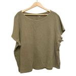 Athleta Sundown Boatneck Tee Shirt Women Size 3X Olive Green Cotton Short Sleeve Photo 0