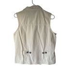 Chico's Cargo Vintage Size 1 Medium White Cotton Boho Tropical Outdoor Vest Photo 3