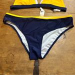 Cupshe standard swimsuit bottoms navy blue and yellow color block medium Photo 4
