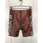 Good American  Essentials Animal Mix Print Zebra Leopard Biker Shorts Brown SZ 4 Photo 6