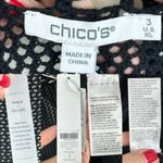 Chico's New  Black Floral Crochet Applique Open Knit Short Sleeve Sweater Size XL Photo 9