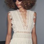 ZARA  Elegant Lace Trim Dress beads cream boho hippie summer beach Photo 4