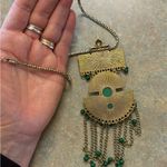 Like NEW Boho Oriental inspired jewelry piece faux jade festive necklace Gold Photo 6