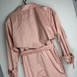 Vtg Saxton Hall Blush Pink Shimmer Trench Coat Jacket Sz 10 Belted Waist Photo 10