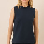 Pact Women’s Organic Airplane Mock Neck Shell in Navy Blue Size L Photo 0