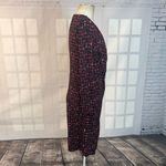 Talbots petite red black print long sleeve wrap top sheath dress size small peti Photo 3