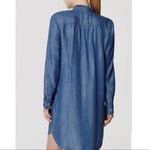Loft  Size M Long Sleeve Denim Dress Ruffle Trim Mini Western Casual Cowgirl Boho Photo 4