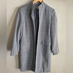 Vintage Dressbarn Longline Coat Sz 8 Minimalist Blue Tweed Open Front Jacket Photo 3