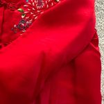 Vintage Red Satin Floral Bird Design Embroidered Chinese New Year Jacker Mandari Photo 7