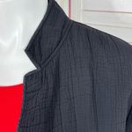 Chico's  Textured Silk Mandarin Collar Open Front Bomber Jacket Black Large 12 Photo 4