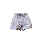 ZARA  Black Acid Wash Paperbag Denim Shorts Photo 3