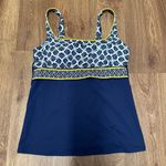 Lands' End  Womens Navy Blue White Yellow Tankini Underwire Swim Top Size 6 Small Photo 0