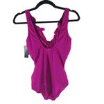 Ralph Lauren Beach Club Solids Underwire Ruffle V-Neck One Piece Swimsuit Pink 8 Photo 3