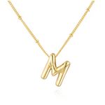 Bubble Balloon Letter M Initial Necklace Gold Photo 0
