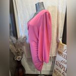 Women One Shoulder Ruched Bodycon Mini Dress Puff Long Sleeve Size S Pink Photo 2