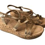 LifeStride Womens Bailey Sandals Strappy Faux Leather Cork Metallic Gold 9.5W Size 9.5 Photo 0