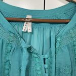 Roper Teal Blouse Embroidered Sheer Long Sleeve Bohemian Top XL Blue Photo 1