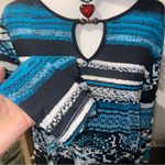 Femme Nina 2000s whimsical bohemian fairycore striped blouse / dress beaded neck Blue Size XXL Photo 4