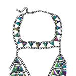 Dolls Kill RAVE WONDERLAND  Iridescent Gem Jewelry Crop Top Crystal Chain Bra Photo 10