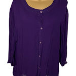 Maggie Barnes Vintage Y2K  Boho Button Front Top Embroidered Trim Purple 2X Photo 0