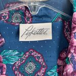 Pykettes Blazer Womens L Blue Pink Floral Print Vintage 80s 90s Cottagecore Size L Photo 6