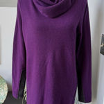 White + Warren‎ Purple Cashmere Sweater Cowl Neck Size Large Long Tunic Luxe Photo 0