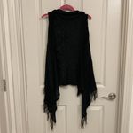Open Front Fringe Knit Vest Black Size XL Photo 3