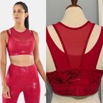 Puma Women Mid Impact Fashion Luxe Ellavate Persian Red-Matte Foil Pr Bra Size M Photo 1