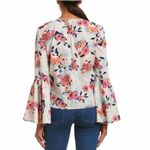 Yumi Kim Peony Wanderlust White Floral Long Bell Sleeve Tie Neck Top Size Small Photo 1