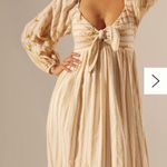 Anthropologie Yellow Gold White Boho Embroidered Sweetheart Maxi Dress XXS NWT Photo 3