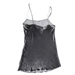 Reformation  Velvet Slip Dress Mini Cami Dark Gray Silver Y2K Party Cocktail Flaw Photo 9