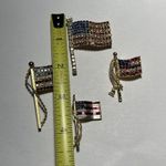 lot of 4 Patriotic Brooch Pins Gold Tone American Flag Rhinestone Photo 8