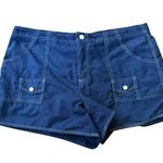 Beach House Vintage 80s Blue Black Cargo High Rise Swim Beach Pool Mini Shorts Size 10 Photo 0