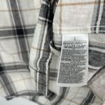 Old Navy Womens Linen Blend Everyday Shirt Plaid Button Up Black White Size L Photo 9