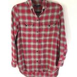 Madewell  Ex-Boyfriend Shirt in Fairfax Plaid Flannel Hi Lo Cotton Blend Red XS Photo 0