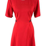 1901  Red Fit And Flare Short Sleeve Knit Dress Minimal Preppy Style 14 Photo 0