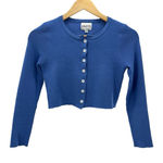 SNDYS Revolve Blue Cropped Cardigan Sweater Women's XS Long Sleeve Button Front Photo 0