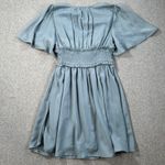 Baltic Born Smocked Waist Mini Dress Women's Small Blue Flutter Sleeve Pleated Photo 6