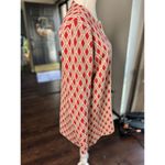 J. McLaughlin Fontaine Long Cardigan Large Red Gold Metallic Jacquard Holiday Photo 2