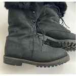 Sorel  Rabbit Fur Shearling Lined Black Lace-Up Boots Made in Canada SZ 10 Photo 1